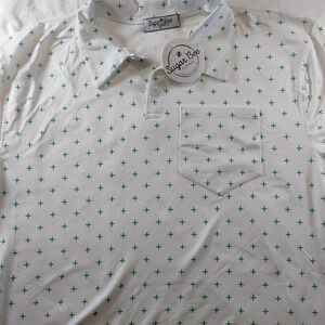 Sugar Bee Clothing‎ Company Polo Men's Medium White/GreenGolfCasual  PreppyShirt